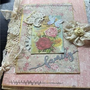 Floral Scrapbook with Lace and Butterfly